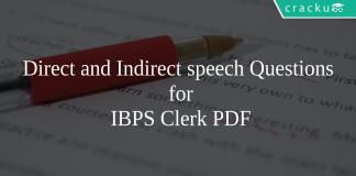 Direct and Indirect speech Questions for IBPS Clerk PDF