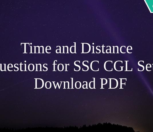 Time and Distance Questions for SSC CGL Set-2 PDF