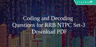 Coding and Decoding Questions for RRB NTPC Set-3 PDF