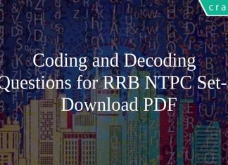 Coding and Decoding Questions for RRB NTPC Set-3 PDF