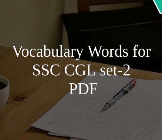 Vocabulary Words for SSC CGL set-2 PDF