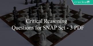 Critical Reasoning Questions for SNAP Set - 3 PDF