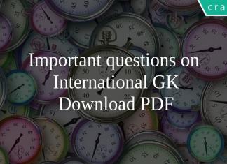 Important questions on International GK