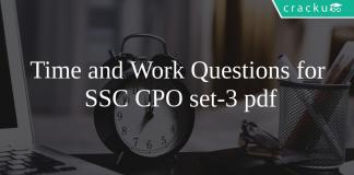 Time and Work Questions for SSC CPO set-3 pdf