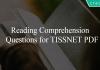 Reading Comprehension Questions for TISSNET PDF