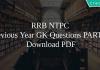 RRB NTPC Previous Year GK Questions PART-III