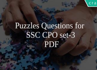 Puzzles Questions for SSC CPO set-3 PDF