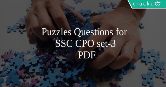 Puzzles Questions for SSC CPO set-3 PDF