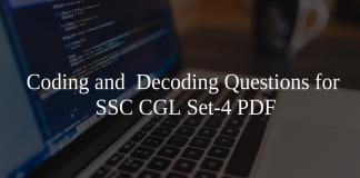 Coding and Decoding Questions for SSC CGL Set-4 PDF