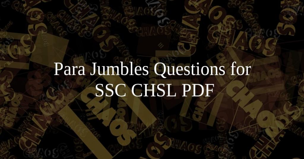 Para Jumbles Questions for SSC CHSL PDF - Cracku