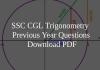 SSC CGL Trigonometry Previous Year Questions PDF