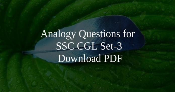 Analogy Questions for SSC CGL Set-3 PDF
