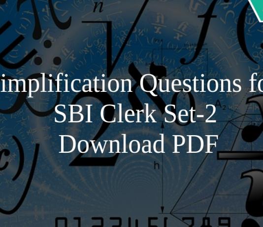 Simplification Questions for SBI Clerk Set-2 PDF