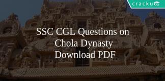 SSC CGL Questions on Chola Dynasty PDF