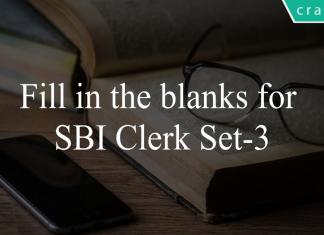 Fill in the blanks for SBI Clerk Set-3