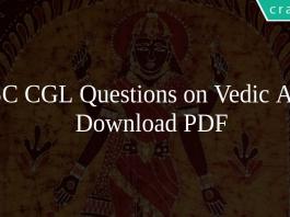 SSC CGL Questions on Vedic Age PDF