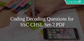 Coding Decoding Questions for SSC CHSL Set-2 PDF