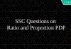 SSC Questions on Ratio and Proportion PDF