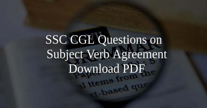 SSC CGL Questions on Subject Verb Agreement PDF