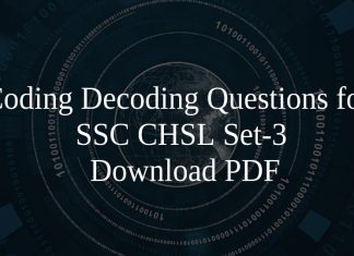 Coding Decoding Questions for SSC CHSL Set-3 PDF