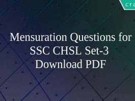 Mensuration Questions for SSC CHSL Set-3 PDF