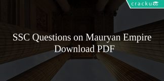 SSC Questions on Mauryan Empire PDF