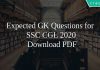 Expected GK Questions for SSC CGL 2020 PDF