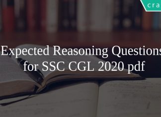Expected Reasoning Questions for SSC CGL 2020 pdf