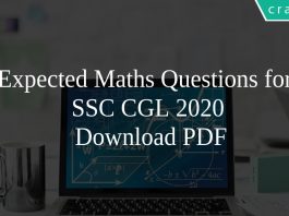 Expected Maths Questions for SSC CGL 2020 PDF