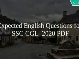 Expected English Questions for SSC CGL 2020 PDF