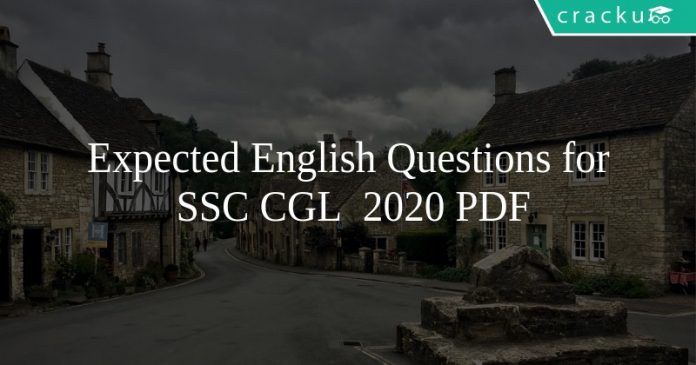 Expected English Questions for SSC CGL 2020 PDF