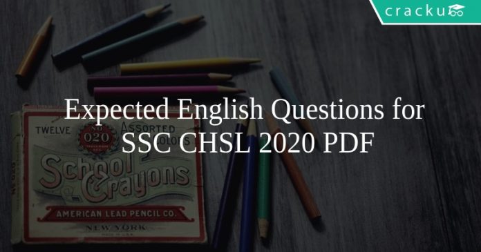 Expected English Questions for SSC CHSL 2020 PDF