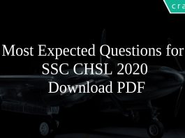 Most Expected Questions for SSC CHSL 2020 PDF