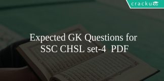 Expected GK Questions for SSC CHSL set-4 PDF