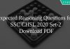 Expected Reasoning Questions for SSC CHSL 2020 set-2 PDF