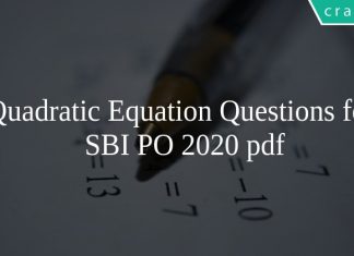 Quadratic Equation Questions for SBI PO 2020 pdf