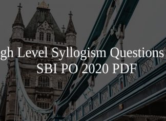 High Level Syllogism Questions for SBI PO 2020 PDF