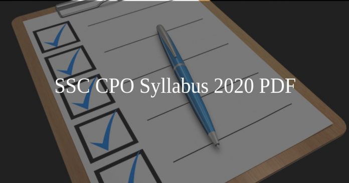 SSC CPO Syllabus 2020 PDF