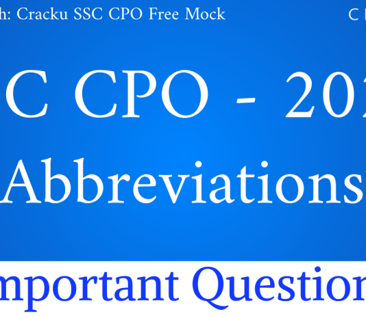 SSC CPO Abbreviations