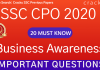 Business Awareness Questions for SSC CPO PDF