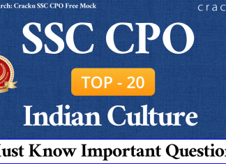 Indian Culture Questions for SSC CPO