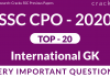 International GK Questions for SSC CPO PDF