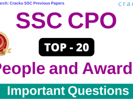 People and Awards Questions for SSC CPO PDF