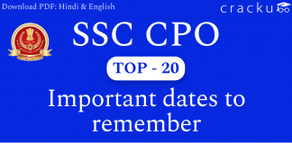 TOP-20 SSC CPO Important Dates Questions PDF