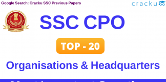 SSC CPO Head Quaters and its Organisation Questions