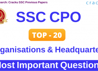 SSC CPO Head Quaters and its Organisation Questions