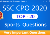 Top-20 SSC CPO Sports Questions PDF