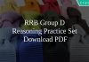 RRB Group D Reasoning Practice Set PDF