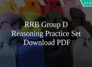 RRB Group D Reasoning Practice Set PDF