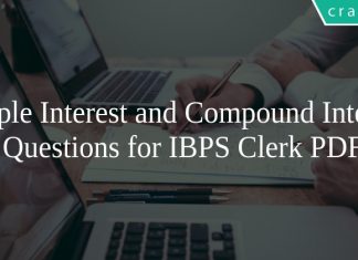 Simple Interest and Compound Interest Questions for IBPS Clerk PDF